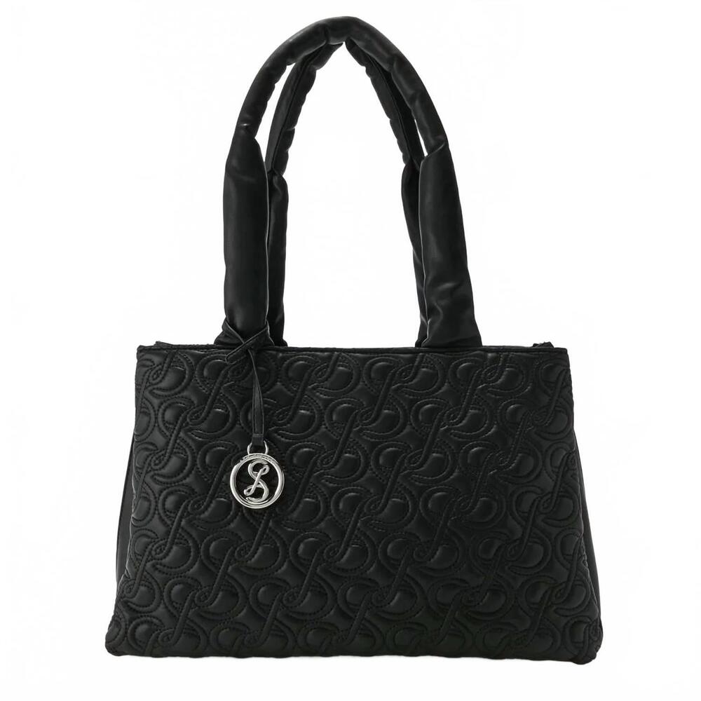 NEW SAM & LIBBY women's dina quilted large tote bag in black